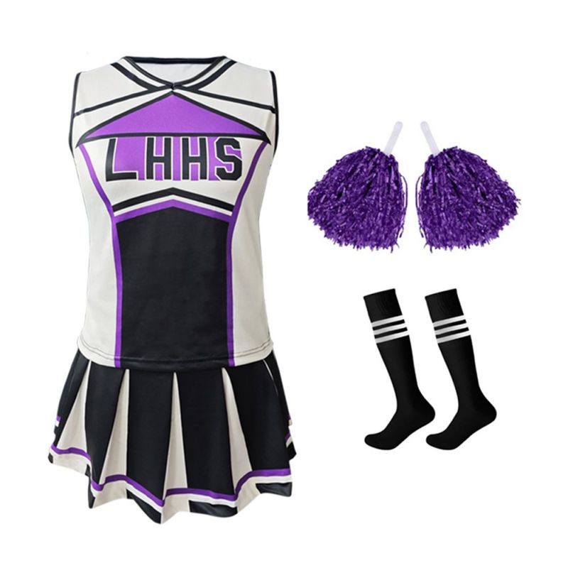Cheerleading Pom Pom - Damski strój cheerleaderki, uniform, top z